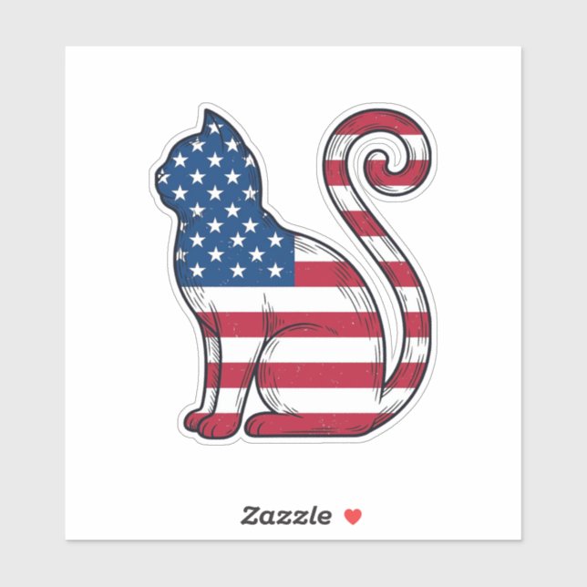 Patriotic Cat Vintage Engraving Vector Design_1 (Sheet)