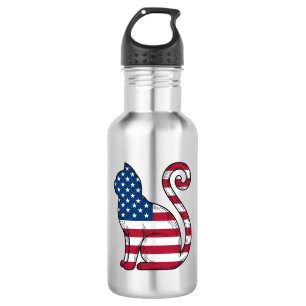 Patriotic Cat Vintage Engraving Vector Design_1 532 Ml Water Bottle