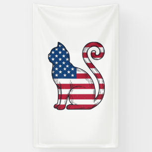 Patriotic Cat Vintage Engraving Vector Design_1 Banner
