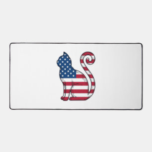 Patriotic Cat Vintage Engraving Vector Design_1 Desk Mat
