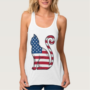 Patriotic Cat Vintage Engraving Vector Design_1 Singlet