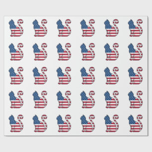 Patriotic Cat Vintage Engraving Vector Design_1 Wrapping Paper