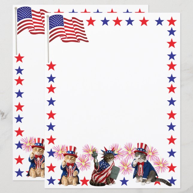 Patriotic Cats - Lady Liberty and Uncle Sam (Front/Back)