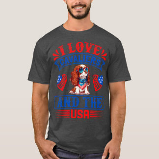 Patriotic Cavalier King Charles Spaniel Dog T-Shirt