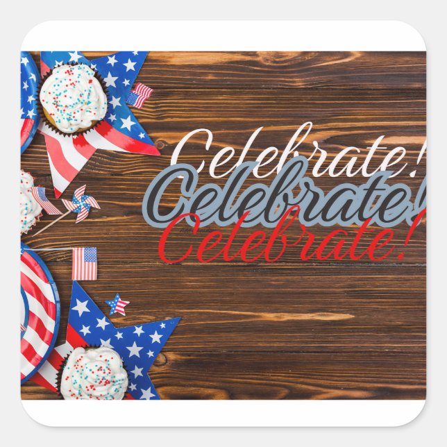 Patriotic Celebration Square Sticker (Front)