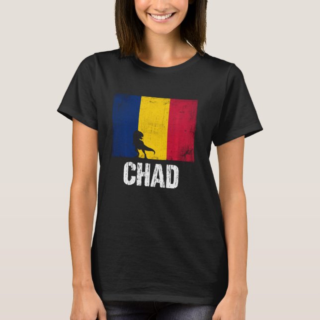 Patriotic Chad Africa Dinosaur African Country Cha T-Shirt (Front)
