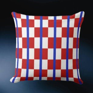 Patriotic Checker Stripe Throw Pillow