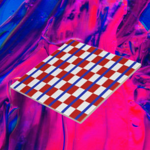 Patriotic Checkerboard Ceramic Tile