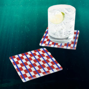 Patriotic Checkerboard Drink Coaster