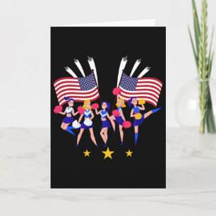 Patriotic Cheer Squad Cheerleader Usa Flag Cheerle Card