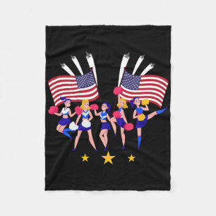 Patriotic Cheer Squad Cheerleader Usa Flag Cheerle Fleece Blanket