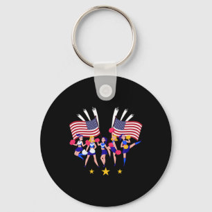 Patriotic Cheer Squad Cheerleader Usa Flag Cheerle Key Ring