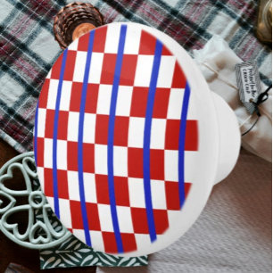 Patriotic Chequerboard Ceramic Knob