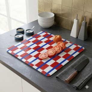 Patriotic Chequerboard Glass Cutting Board