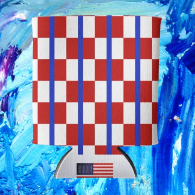 Patriotic Chequerboard Stripe Beverage Cooler (Creator Uploaded)