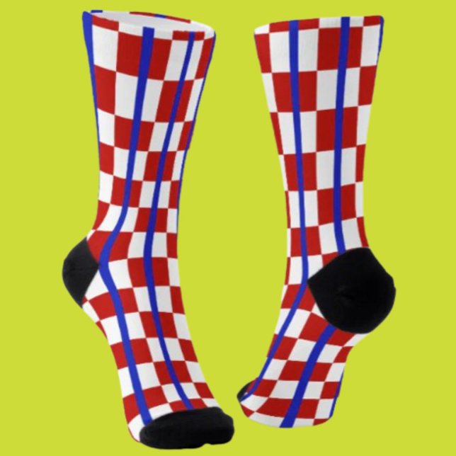 Patriotic Chequered Stripe Crew Socks (Creator Uploaded)