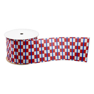 Patriotic Chequered Stripe Ribbon Satin Ribbon