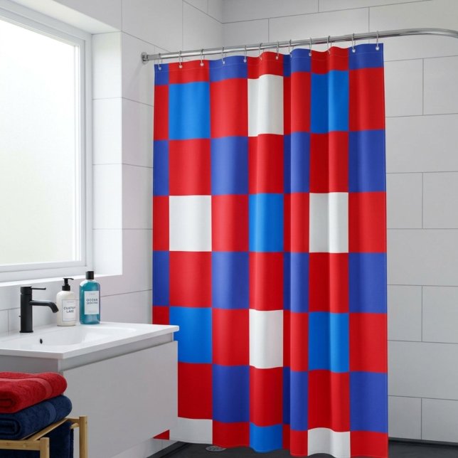Patriotic Chequered Stripe Shower Curtain (Creator Uploaded)