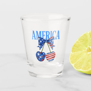 Patriotic Cherry Bow Celebration Design Shot Glass