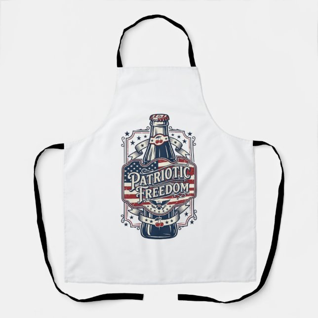 Patriotic Cherry Soda Retro Vector Graphic Tee_1 Apron (Front)
