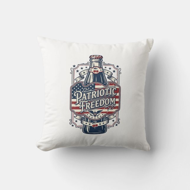 Patriotic Cherry Soda Retro Vector Graphic Tee_1 Cushion (Front)