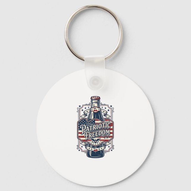 Patriotic Cherry Soda Retro Vector Graphic Tee_1 Key Ring (Front)