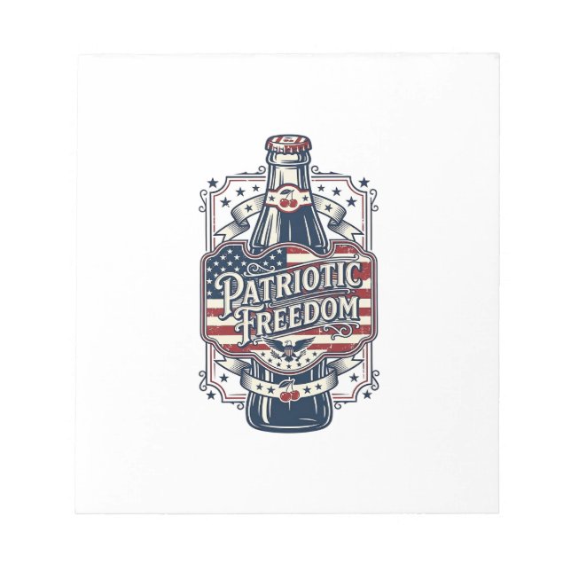Patriotic Cherry Soda Retro Vector Graphic Tee_1 Notepad (Front)