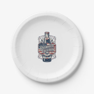Patriotic Cherry Soda Retro Vector Graphic Tee_1 Paper Plate