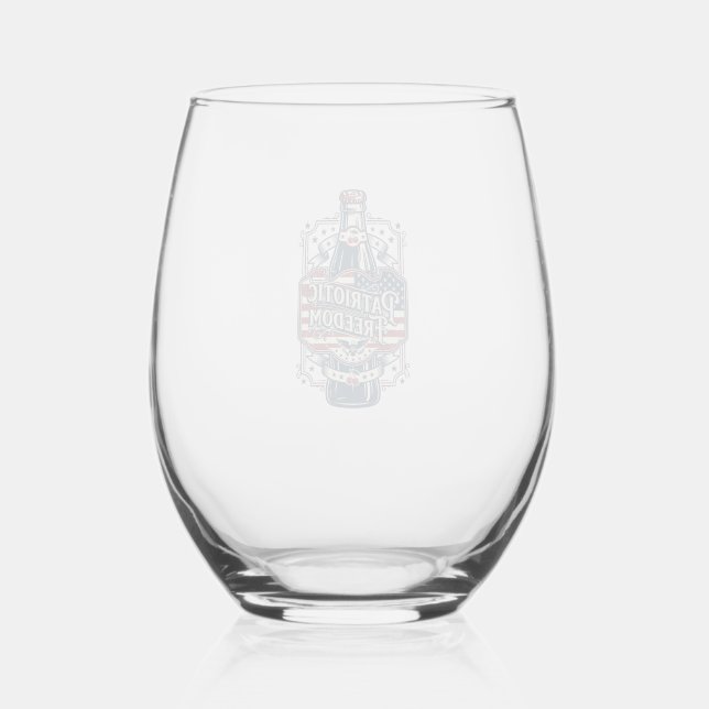 Patriotic Cherry Soda Retro Vector Graphic Tee_1 Stemless Wine Glass (Front)