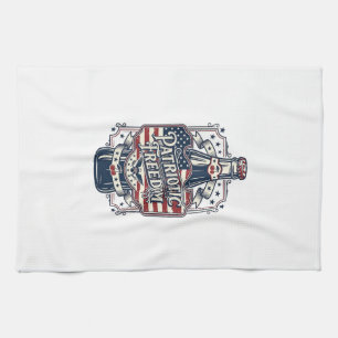 Patriotic Cherry Soda Retro Vector Graphic Tee_1 Tea Towel