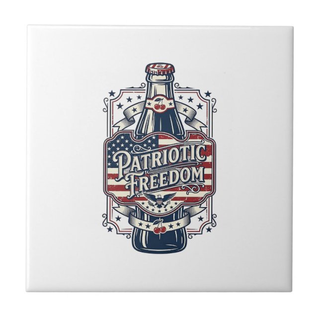 Patriotic Cherry Soda Retro Vector Graphic Tee_1 Tile (Front)
