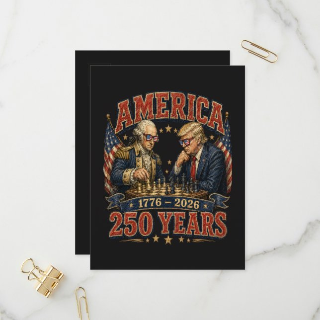 Patriotic Chess 250 Invitation Postcard (Front/Back In Situ)