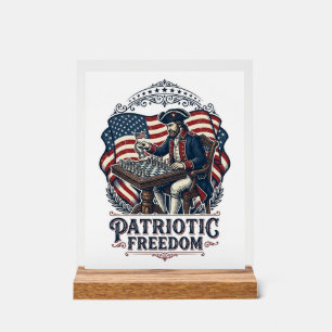 Patriotic Chess Player Vector Graphic Tee Acrylic Sign