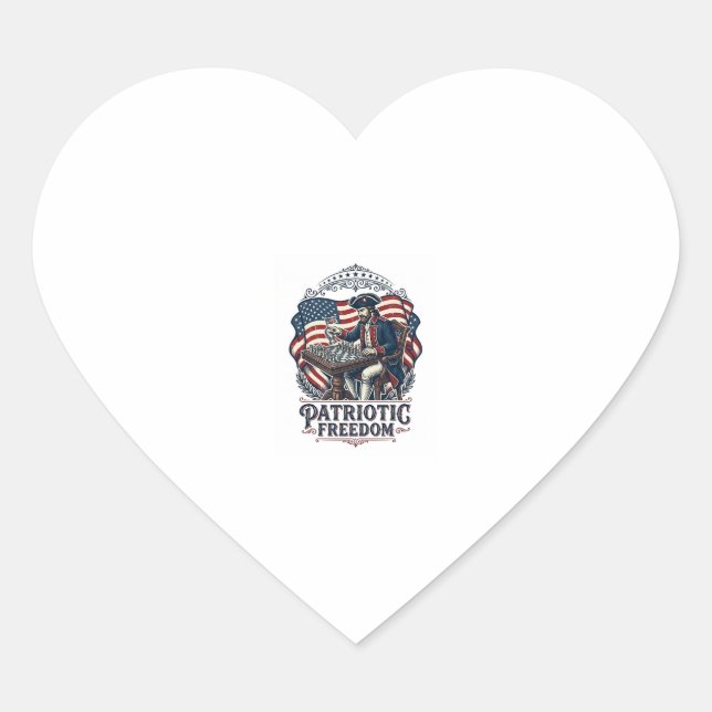 Patriotic Chess Player Vector Graphic Tee Heart Sticker (Front)