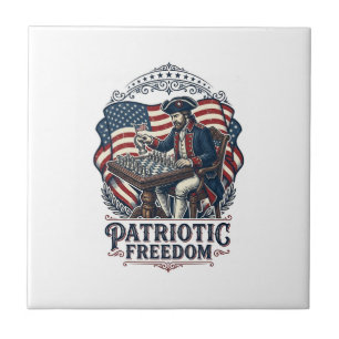 Patriotic Chess Player Vector Graphic Tee Tile