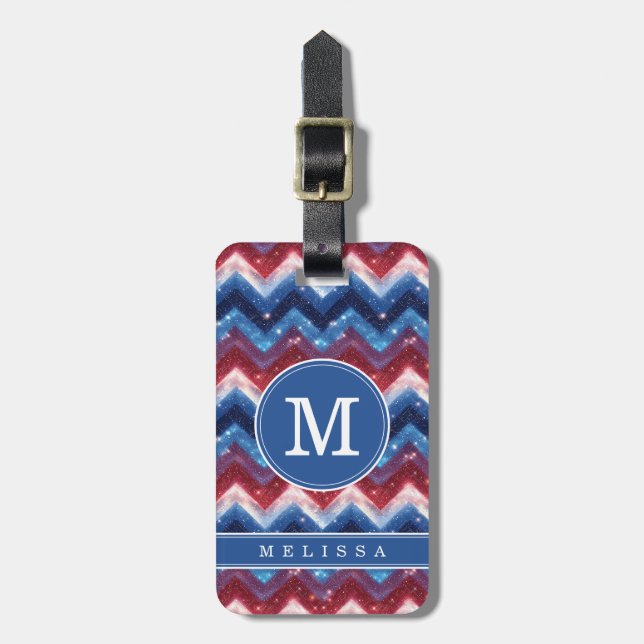 Patriotic Chevron Background Luggage Tag (Front Vertical)