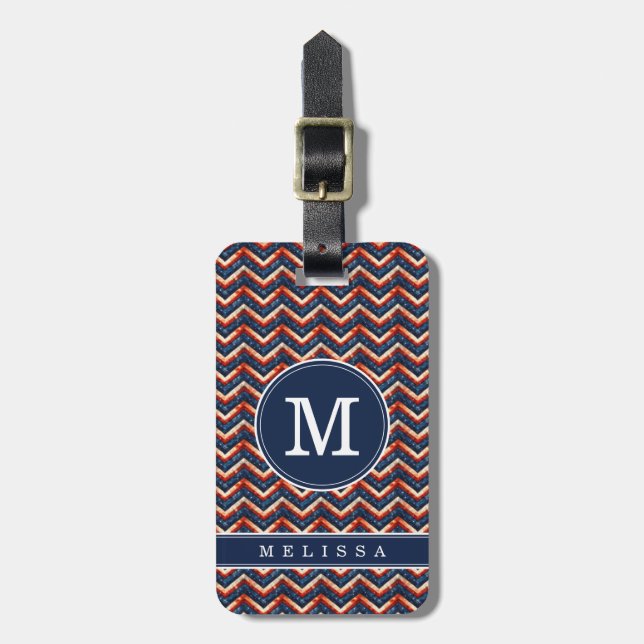 Patriotic Chevron Background Luggage Tag (Front Vertical)