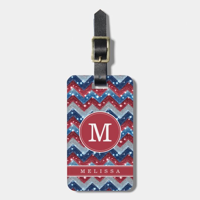 Patriotic Chevron Background Luggage Tag (Front Vertical)