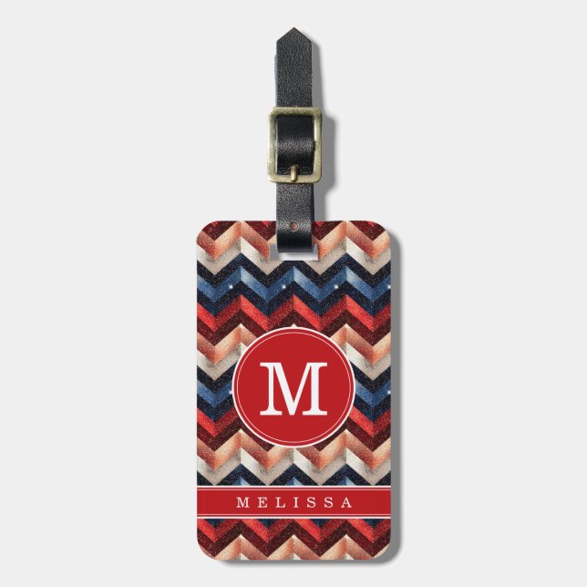Patriotic Chevron Background Luggage Tag (Front Vertical)