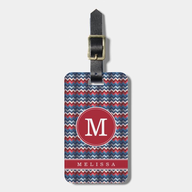 Patriotic Chevron Background Luggage Tag (Front Vertical)