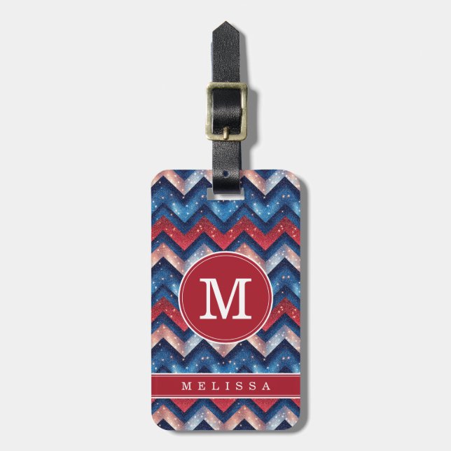 Patriotic Chevron Background Luggage Tag (Front Vertical)