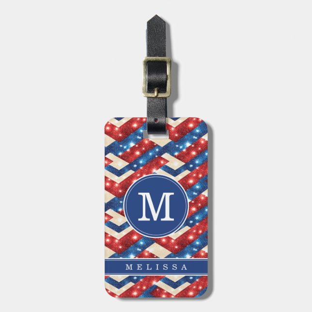 Patriotic Chevron Background Luggage Tag (Front Vertical)
