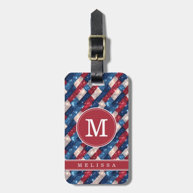 Patriotic Chevron Background Luggage Tag (Front Vertical)