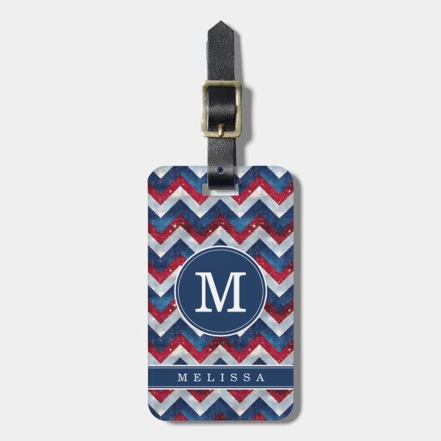 Patriotic Chevron Background Luggage Tag (Front Vertical)