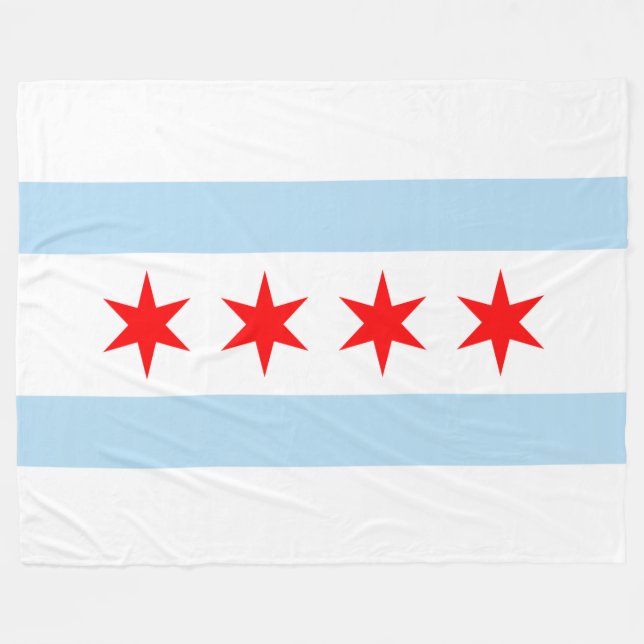 Patriotic Chicago Flag Fleece Blanket (Front (Horizontal))