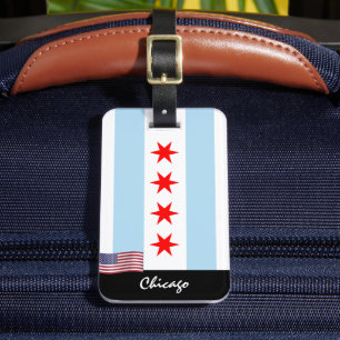 Patriotic Chicago Luggage Tags, USA, Chicago Flag Tag
