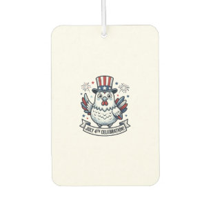 Patriotic Chicken July 4th Celebration T-Shirt Des Car Air Freshener