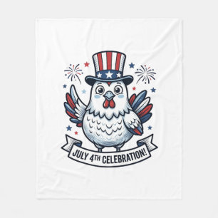 Patriotic Chicken July 4th Celebration T-Shirt Des Fleece Blanket