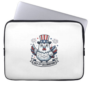 Patriotic Chicken July 4th Celebration T-Shirt Des Laptop Sleeve