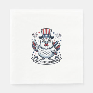 Patriotic Chicken July 4th Celebration T-Shirt Des Napkin